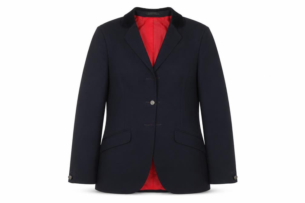 Front view of Just Togs Women's Blue Blazer, size 12, Lined Notch Lapel