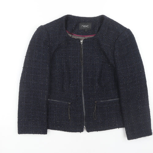 Next Women's Blue Tweed Jacket Zip Detail
