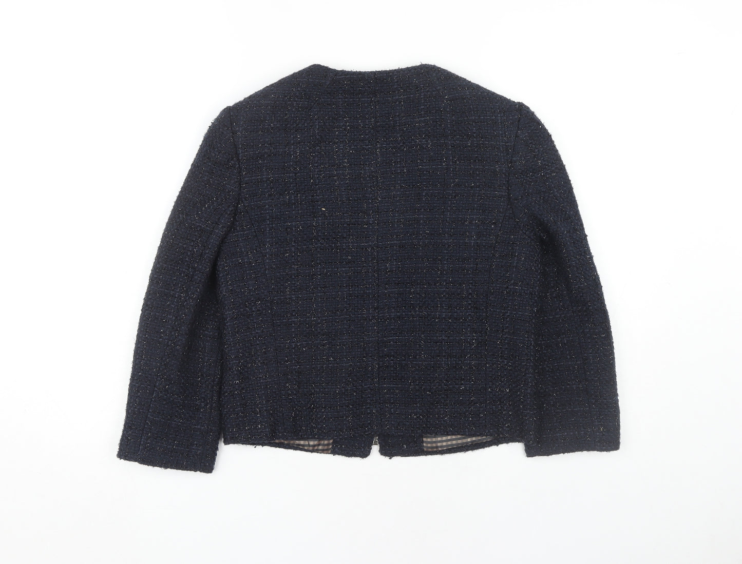 Next Women's Blue Tweed Jacket Zip Detail