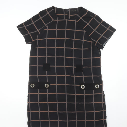 River Island Women's Black Check Shift Dress Size 14