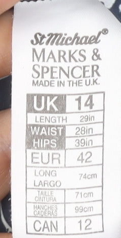 Marks and Spencer Women's Blue Floral Skirt Size 14