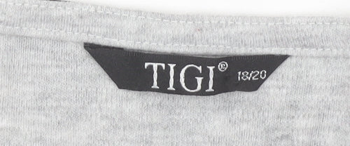 TIGI Women's Grey Floral 3/4 Sleeve T-Shirt Size 18