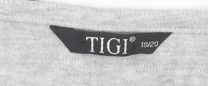 TIGI Women's Grey Floral 3/4 Sleeve T-Shirt Size 18