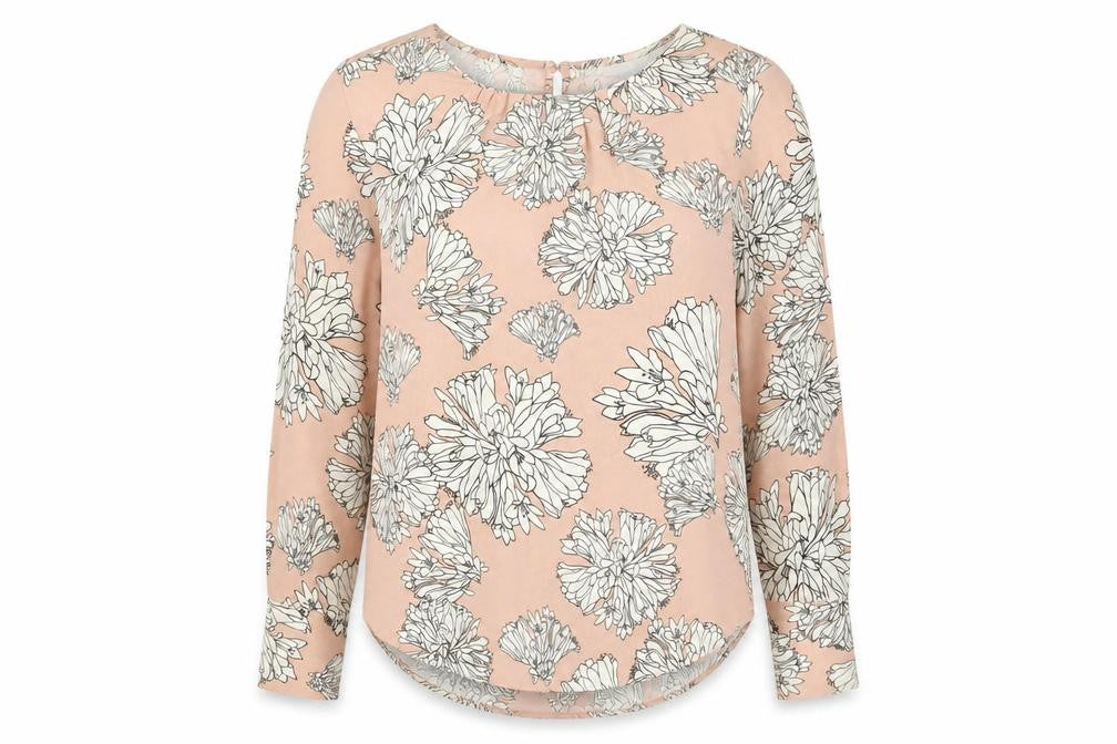 Front view of H&M Women’s Pink Floral Blouse, size UK 8