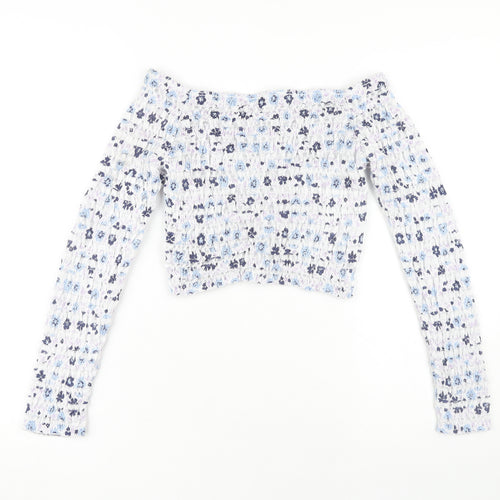 ZARA Women's Multicoloured Floral Off-Shoulder Blouse M