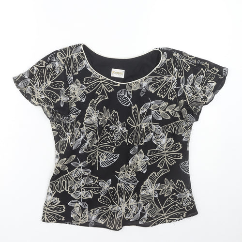 Roman Originals Floral Blouse Black Size 12 Women's Casual