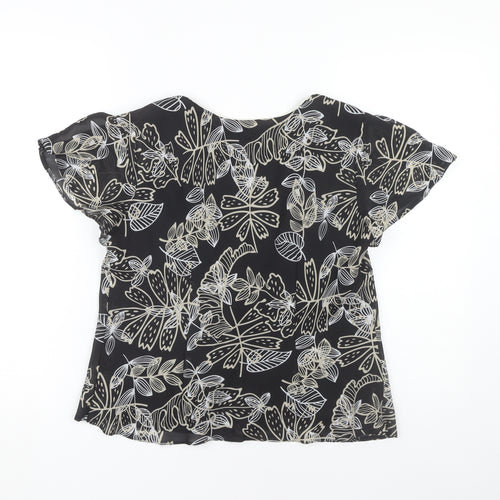 Roman Originals Floral Blouse Black Size 12 Women's Casual