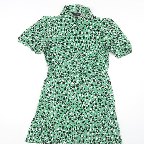 New Look Women’s Green Animal Print Shirt Dress