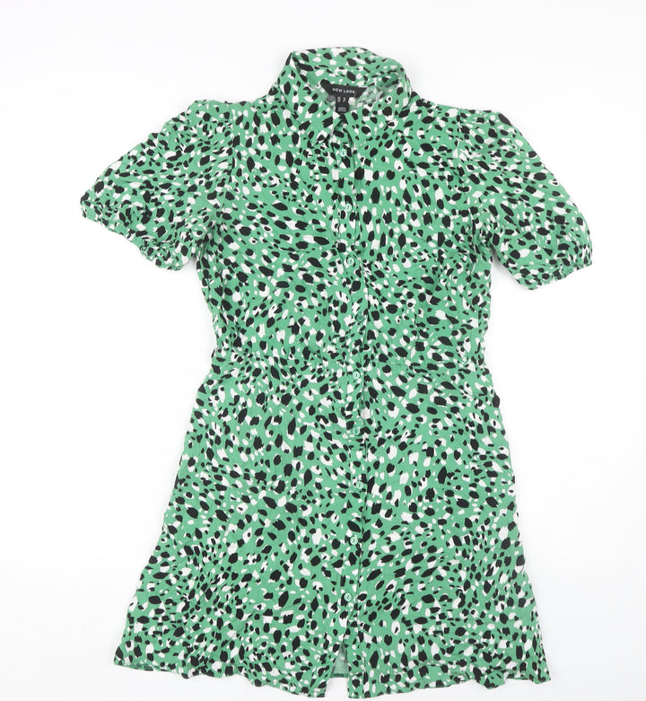 New Look Women’s Green Animal Print Shirt Dress