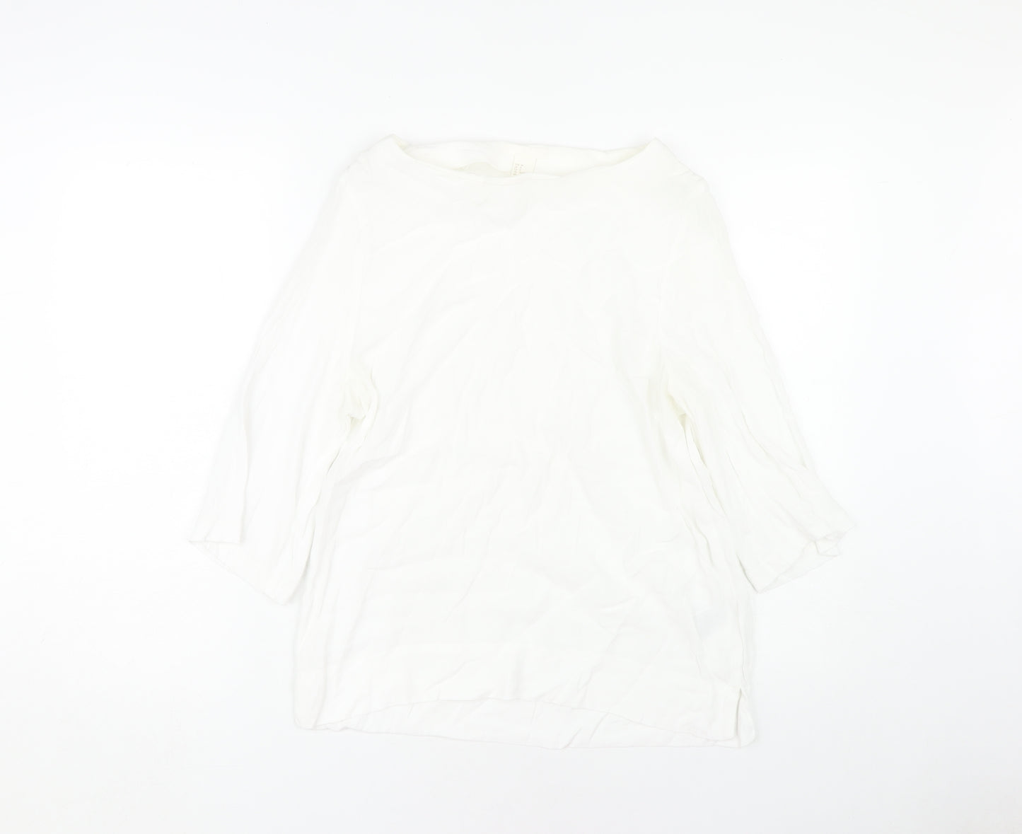 H&M Women's White 3/4 Sleeve Top, Size 10