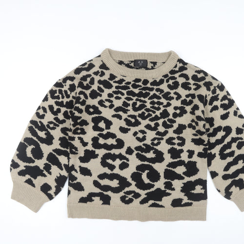 AX Paris Women's Beige Animal Print Pullover Jumper S/M