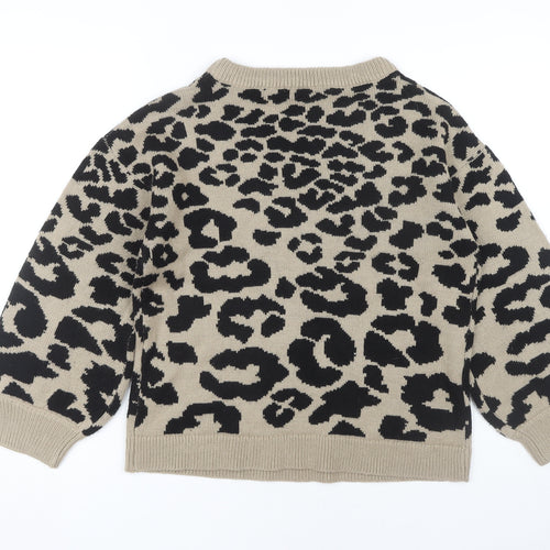 AX Paris Women's Beige Animal Print Pullover Jumper S/M
