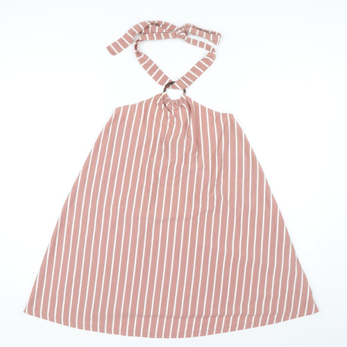 ASOS Women's Pink Striped Halter A-Line Dress Size 8