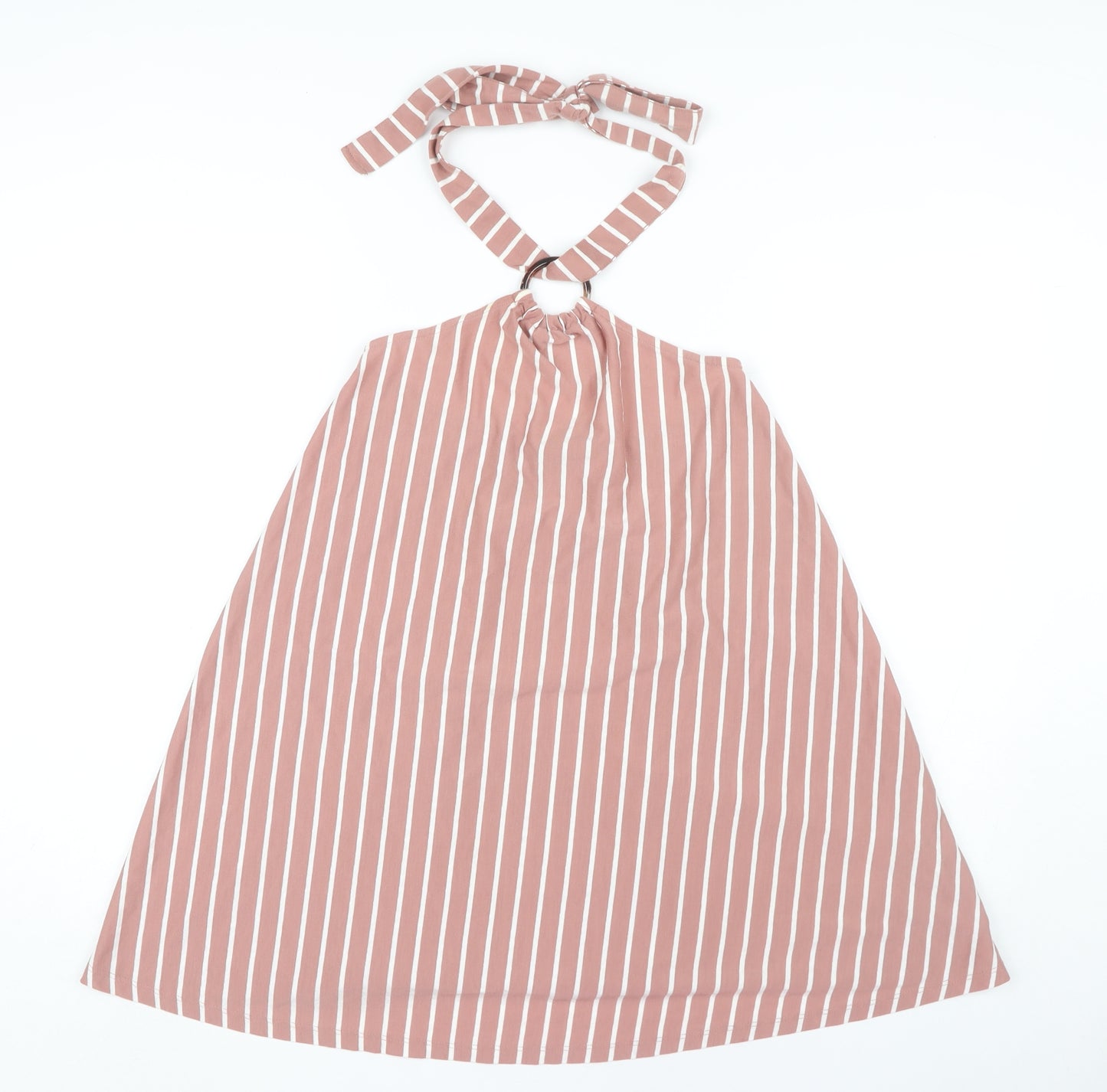 ASOS Women's Pink Striped Halter A-Line Dress Size 8