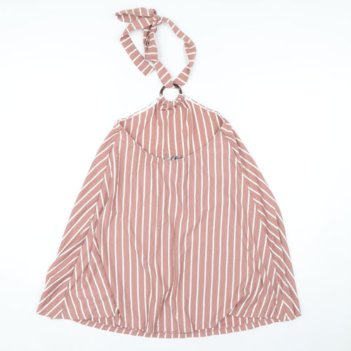 ASOS Women's Pink Striped Halter A-Line Dress Size 8