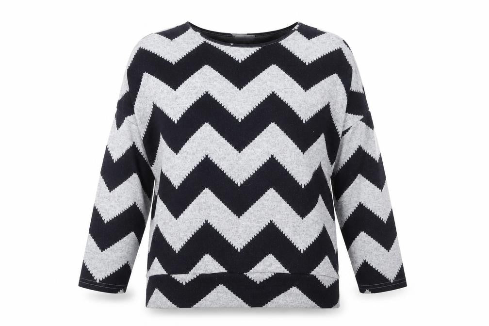 Front view of Apricot Women's Grey Chevron jumper, size 12