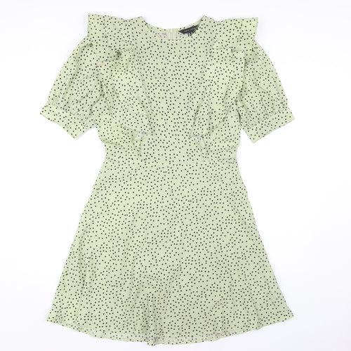 New Look Women's Green A-Line Polka Dot Dress Size 10