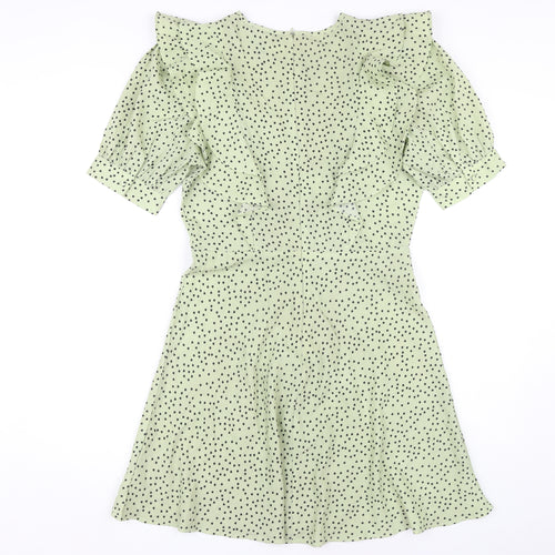 New Look Women's Green A-Line Polka Dot Dress Size 10