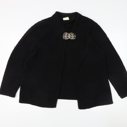 Eastex Women's Black Cardigan, Collared Wool Blend L