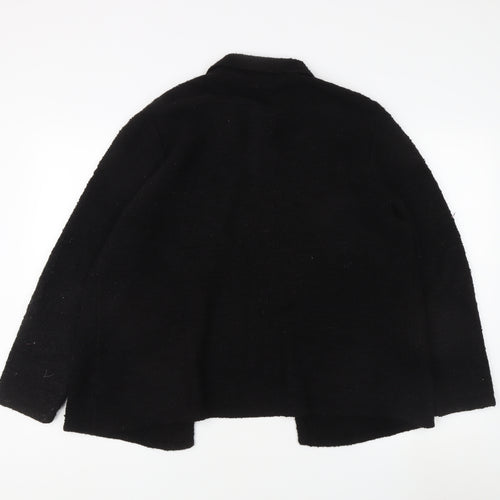 Eastex Women's Black Cardigan, Collared Wool Blend L