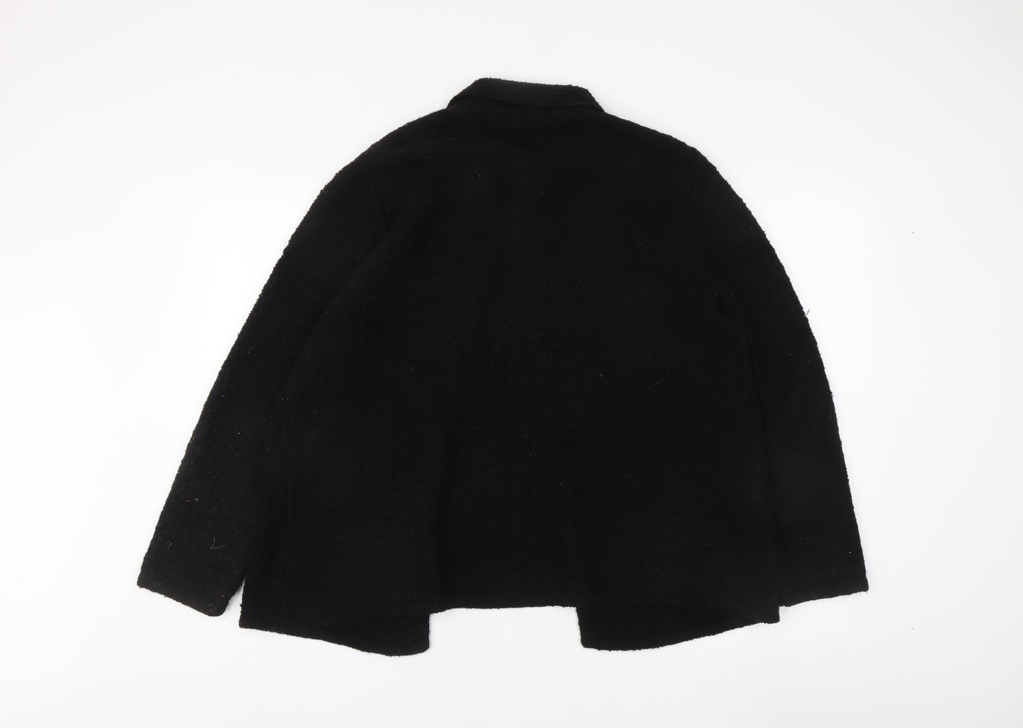 Eastex Women's Black Cardigan, Collared Wool Blend L