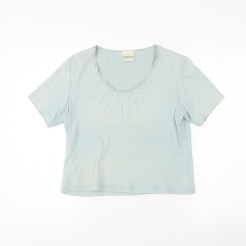 Eastex Women's Blue Embroidered T-Shirt - Size 10