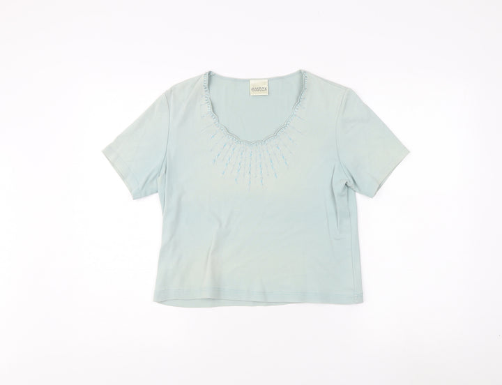 Eastex Women's Blue Embroidered T-Shirt - Size 10