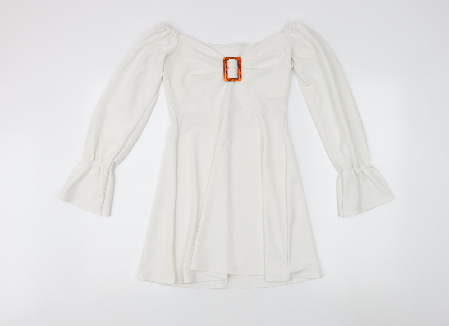 Boohoo White A-Line Dress - Size 10, Elegant Style