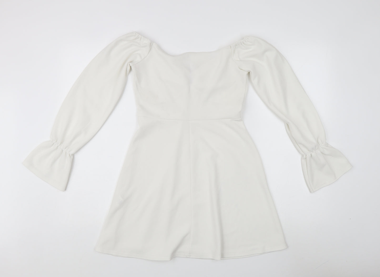 Boohoo White A-Line Dress - Size 10, Elegant Style