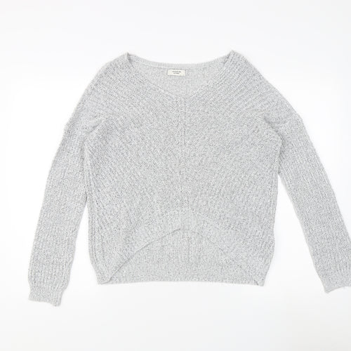 Jacqueline de Yong Women's Grey V-Neck Pullover Jumper S