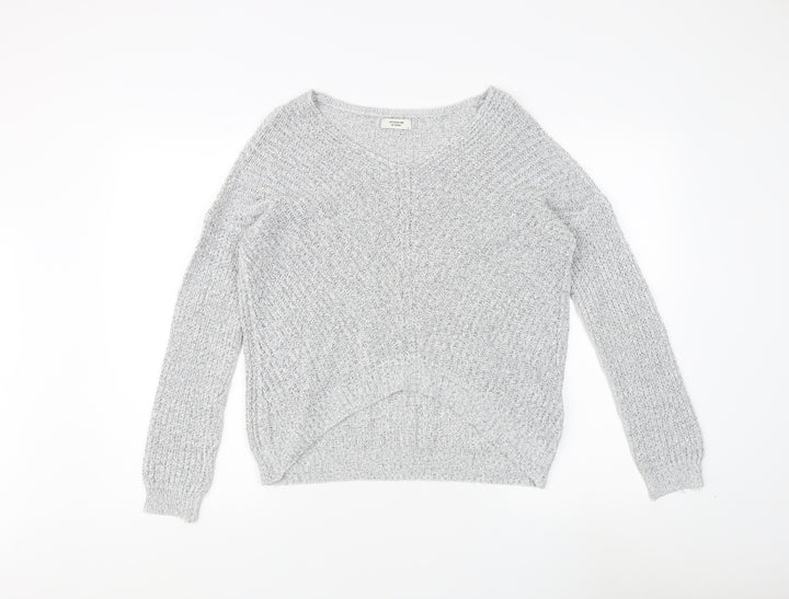 Jacqueline de Yong Women's Grey V-Neck Pullover Jumper S