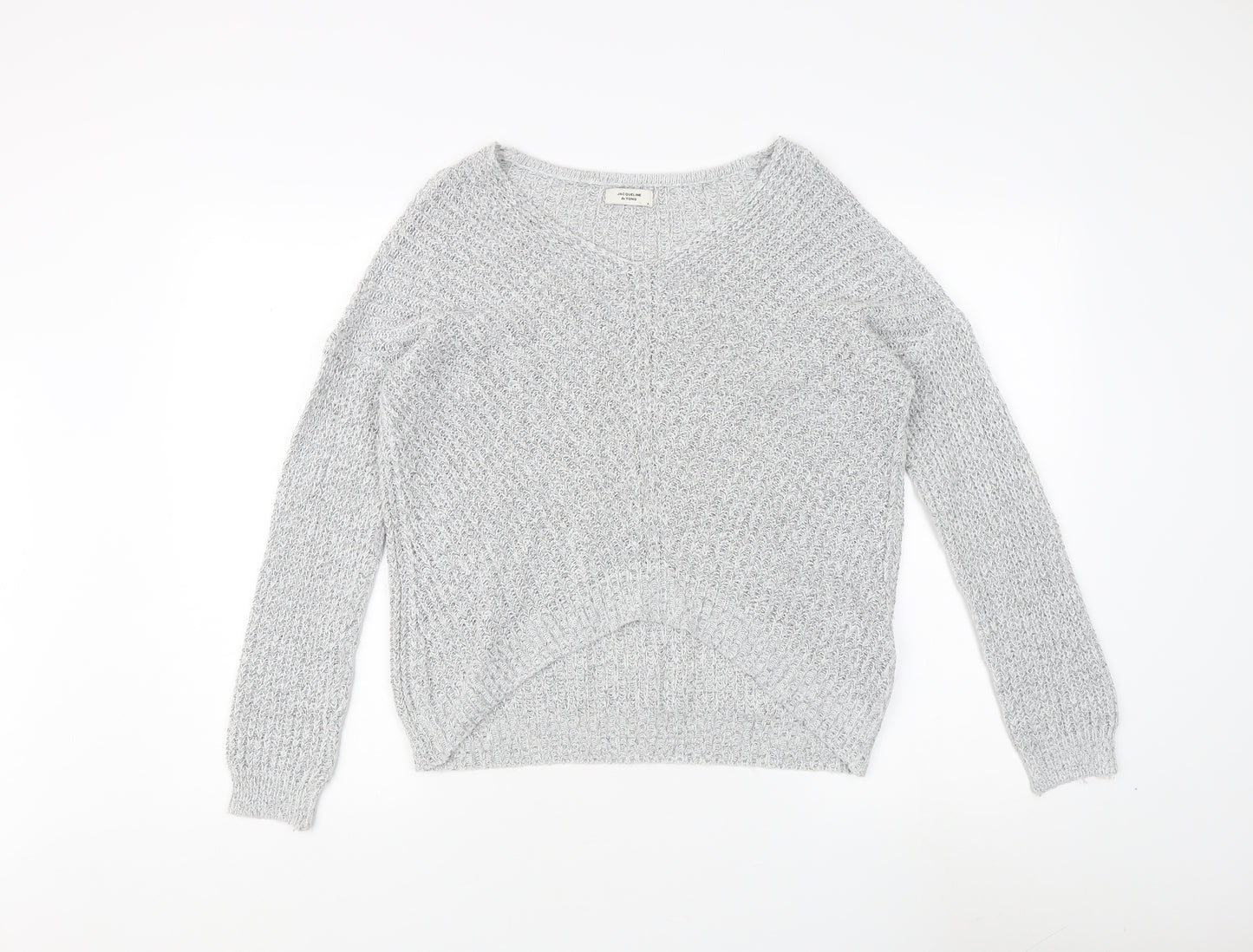 Jacqueline de Yong Women's Grey V-Neck Pullover Jumper S