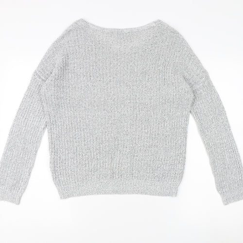 Jacqueline de Yong Women's Grey V-Neck Pullover Jumper S
