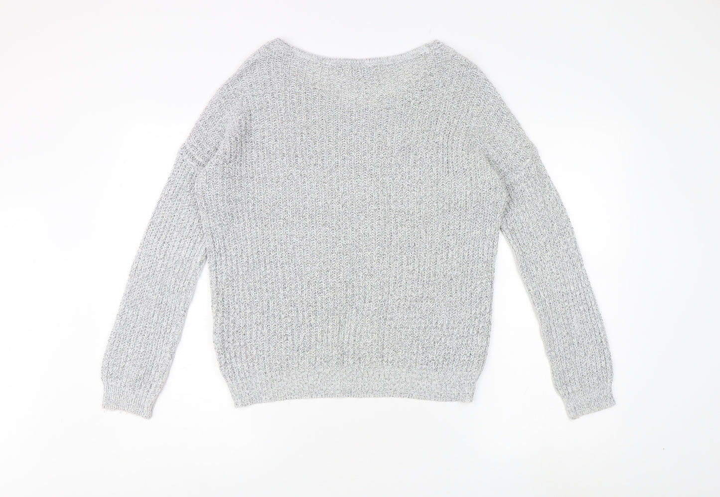 Jacqueline de Yong Women's Grey V-Neck Pullover Jumper S