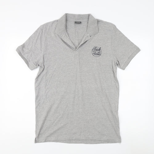 Jack & Jones Men's Grey Polo Shirt L Short Sleeve