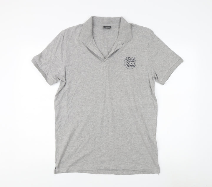 Jack & Jones Men's Grey Polo Shirt L Short Sleeve