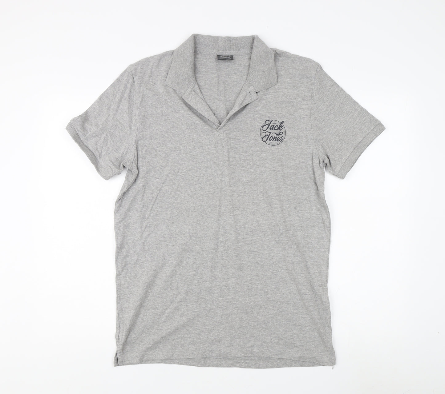 Jack & Jones Men's Grey Polo Shirt L Short Sleeve