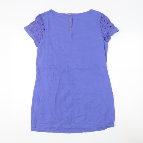 White Stuff Blue Linen Shift Dress, Size 10, Women's Casual Wear