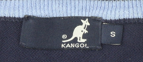 Kangol Blue Men's Pullover Jumper, Size S, V-Neck, Cotton