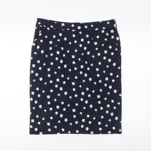 Laura Ashley Women's Navy Floral Pencil Skirt Size 14