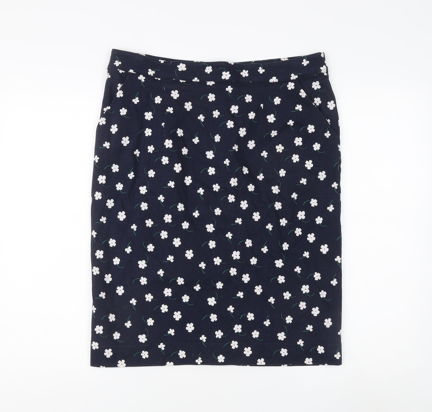 Laura Ashley Women's Navy Floral Pencil Skirt Size 14
