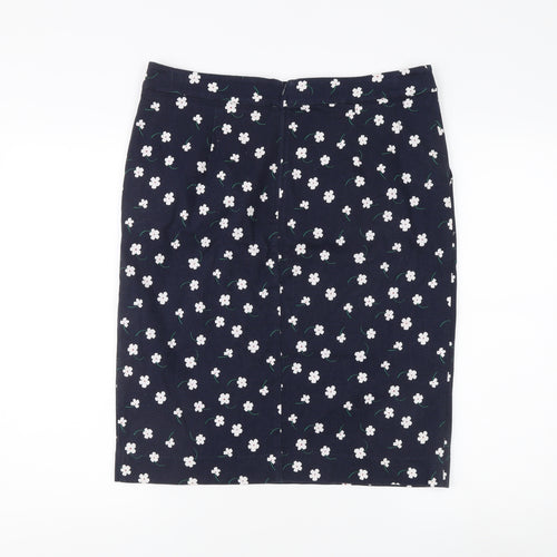 Laura Ashley Women's Navy Floral Pencil Skirt Size 14