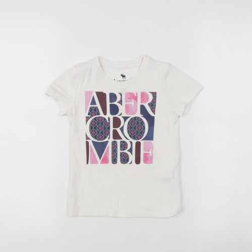 Abercrombie & Fitch Girls White Graphic T-Shirt 3-4 Years