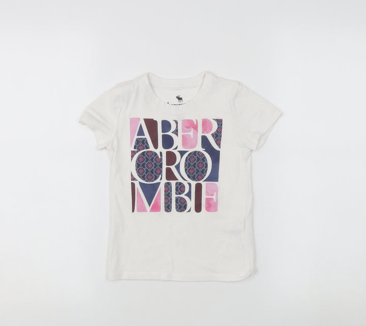 Abercrombie & Fitch Girls White Graphic T-Shirt 3-4 Years