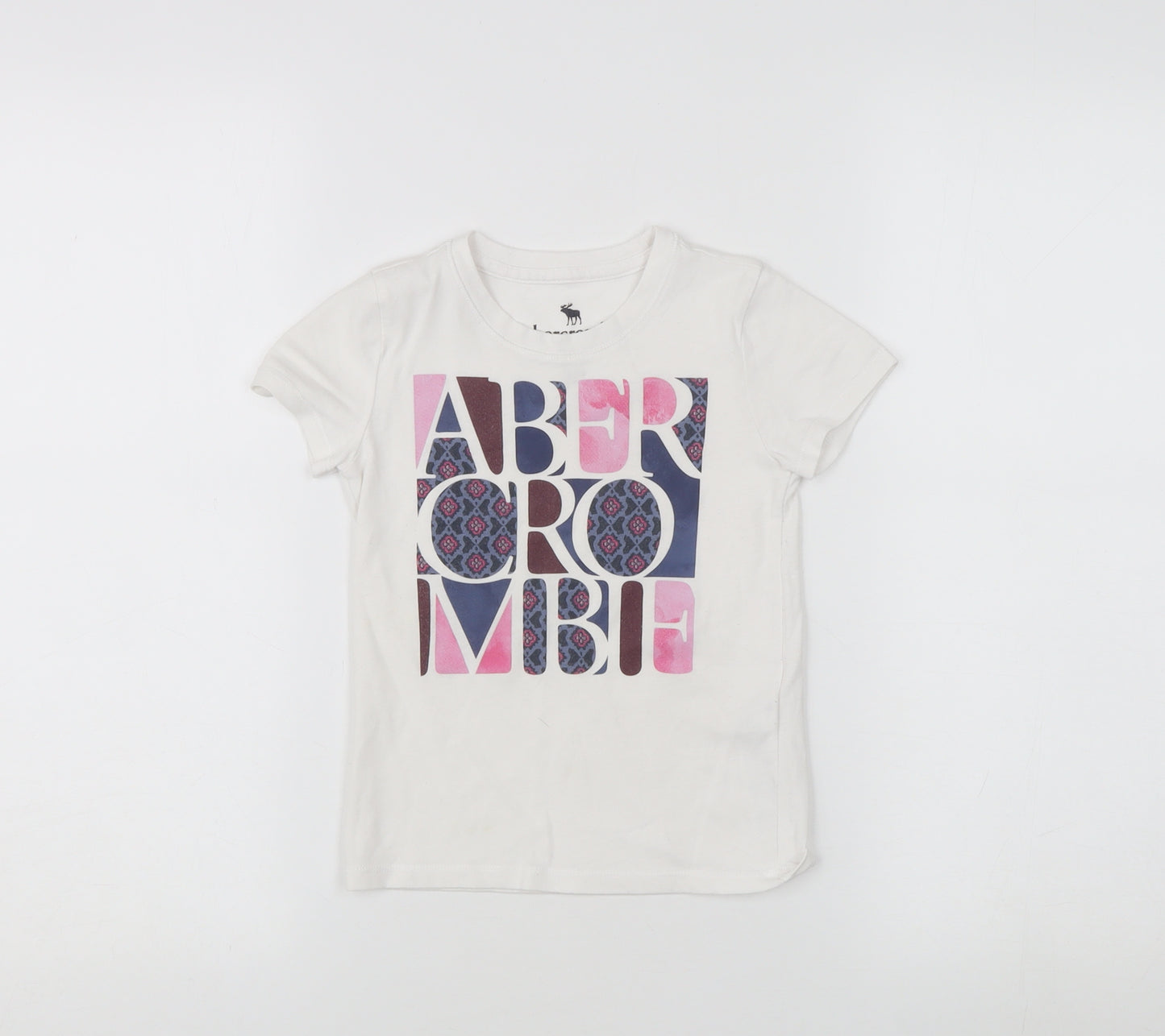 Abercrombie & Fitch Girls White Graphic T-Shirt 3-4 Years