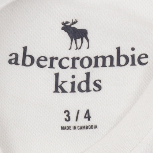 Abercrombie & Fitch Girls White Graphic T-Shirt 3-4 Years