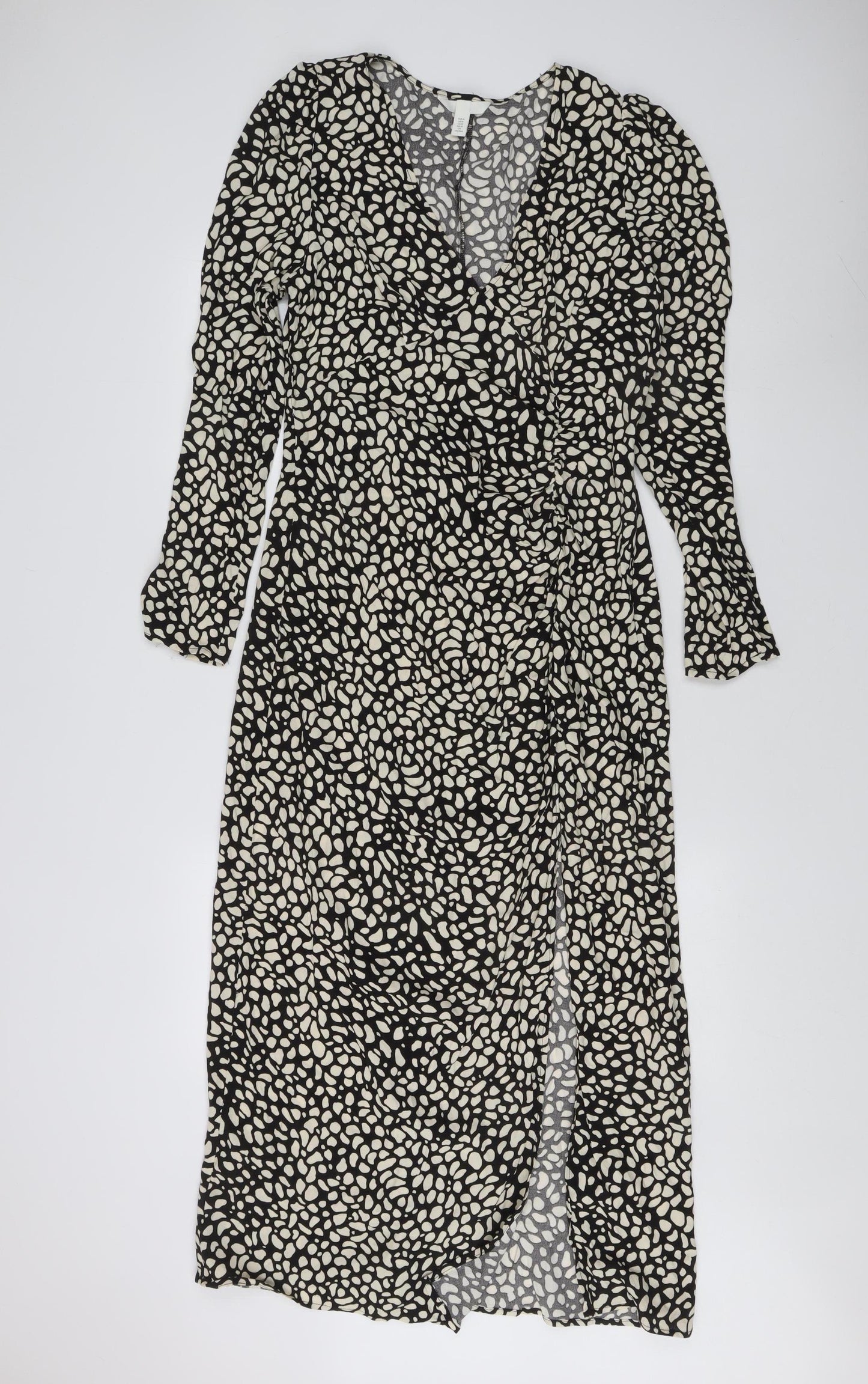 H&M Women's Black Midi Wrap Dress Size 12