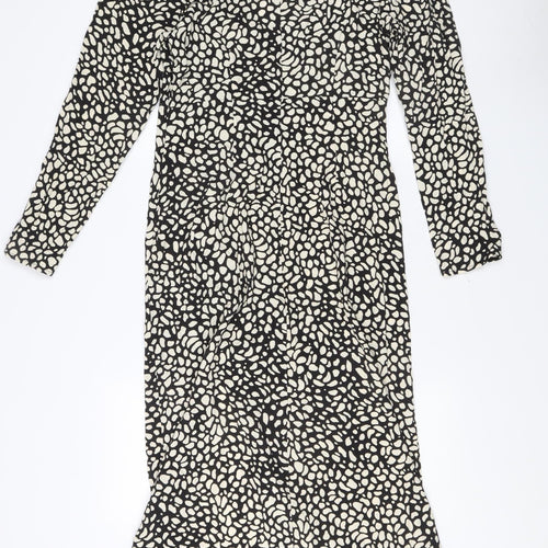 H&M Women's Black Midi Wrap Dress Size 12