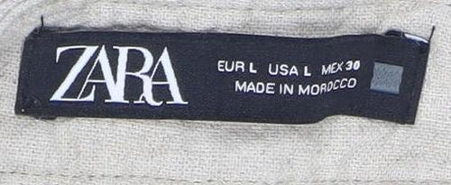 Zara Women's Beige Linen Trousers L Casual Spring