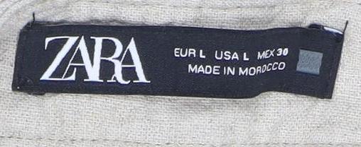 Zara Women's Beige Linen Trousers L Casual Spring
